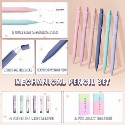 Bible Study Supplies Journaling Kit with Pen Case,12 Pastel Highlighters,5 Black Ink Gel Pens, 6 Mechanical Pencils 0.5 & 0.7mm,Sticky Note Index Tab and So on for bible study - color: Pink