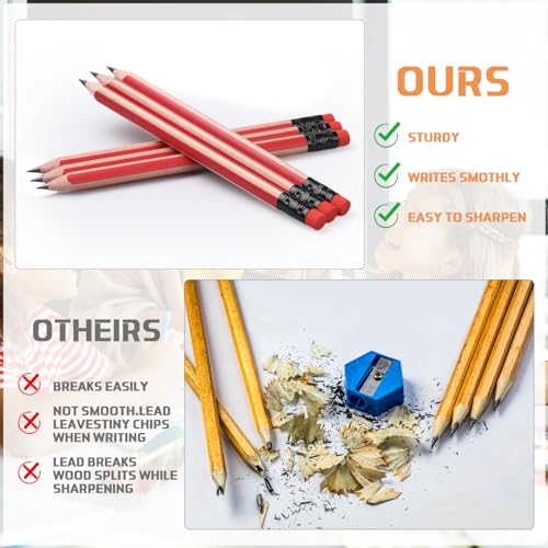 Seajan 48 Pcs 2b Jumbo Pencils, Big, Fat, Thick, Triangular Grip 7 Inch Large Pencils Refill with Eraser for Beginners Office Christmas Gifts(Red) - color: Red, style: 2B