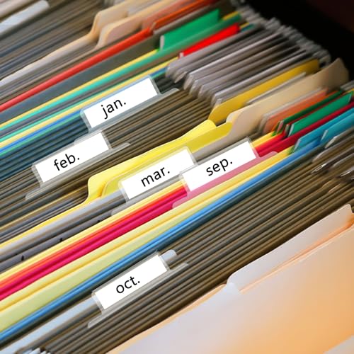 100 Pieces 2 Inch Insertable Self-Adhesive Tabs with Printable Inserts and File Folder Labels - Clear Planner Tabs for Book Pages