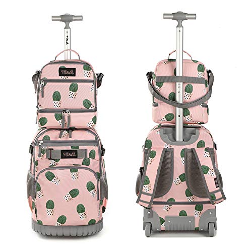 Tilami Rolling Backpack 19 inch with Lunch Bag Wheeled Laptop Backpack (Cactus) - color: Cactus