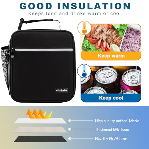 Lunch Bag, Durable Insulated Lunch Box Reusable Adults Tote Bag Lunch Bag Durable Reusable for Adults (Black-White) - color: Black-White