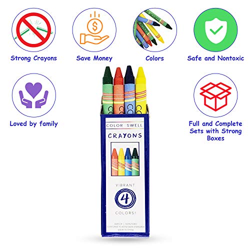 Color Swell Bulk Crayons, 4 Crayon Colors Per Pack, 300 Packs (1200 Total) - size: 300 Packs / 1200 Crayons