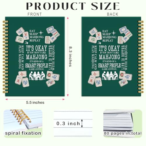 Mahjong Lover Gifts Notebook Journal 5.5x8.3, Funny Mahjong Notebook Gifts for Women Mah Jong Lovers Players, Mah Jong Accessories Journals, Hardcover Spiral Notebooks for Note Taking - color: 1