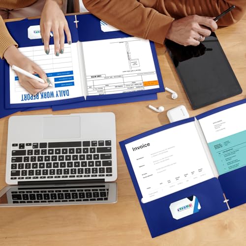 BIBRADAA® 10 Packs Blue Folders,Paper Folder Surface with Waterproofing,Letter Size,Holds 100 Plus Sheets,for School,Office,Business. (10, Blue) - color: Blue