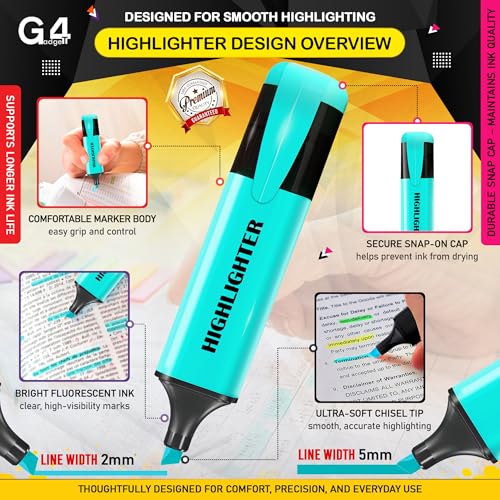 G4GADGET 6 Pack Assorted Highlighter Pens – Classic & Mini Highlighters for Study, Office & Use | No Bleed, Smear Free, Vibrant Colours | Cute & Pastel Markers for School, Notes & Journals