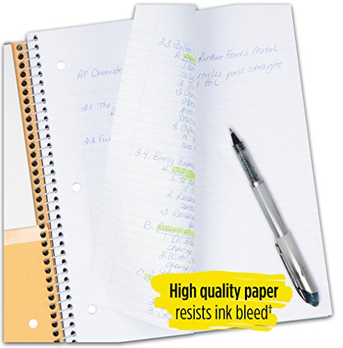 Five Star Spiral Notebook, 3 Subject, College Ruled Paper, 150 Sheets, 11" x 8-1/2", Lime (73627) - color: 12 Lime