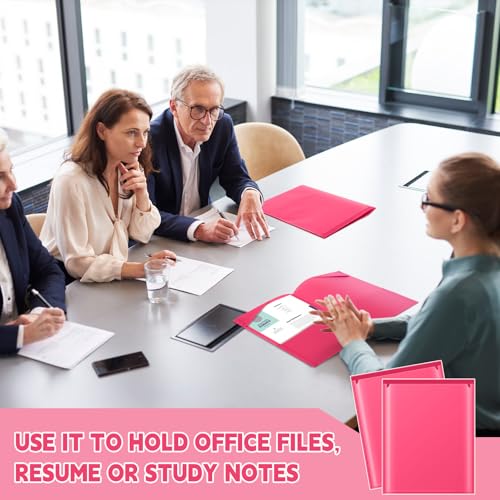 Henoyso 60 Pack Plastic Folders with Clear Front Pockets Bulk Heavy Duty File Folders with 2 Pockets and Card Slot for Student Teacher Back to School Supplies Office Presentation (Hot Pink) - color: Hot Pink