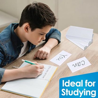 2000 Count White Index Cards 3x5, Lined Note Cards, Notecards, Study Cards, Flash Cards for Studying School Note Taking Office College Supplies, White - color: White