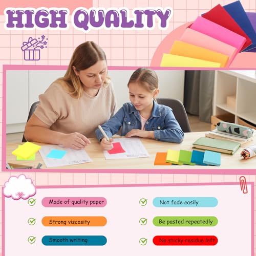 Zubebe 200 Pads 1.5 x 2 Inch Sticky Notes Bulk, Bright Colors Notepads Self Stick Note Square Memo Sticky for Office Back to School, 45 Sheets/pad - size: 1.5 × 2 Inch