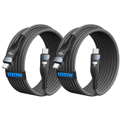 USB C to USB C Cable 6ft 100W 2Pack,C to C Cable Fast Charging Cord Type C Phone Charger USBC Braided 5A for iPhone 17 16 15 Pro Max Plus,iPad Pro,Samsung Galaxy S26 S25 S24 S23,Pixel,MacBook Pro/Air