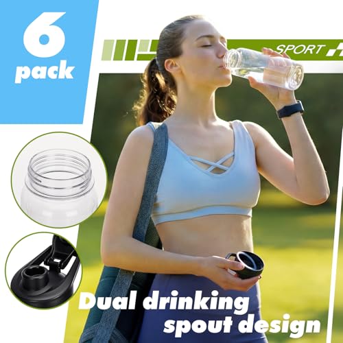 Mimorou 6 Pcs 24oz Water Bottles Bulk, Reusable Plastic Sports Bottles Leak-Proof & Portable Water Jug Gym Sports Adults Large Cups with Flip Top for Camping Hiking Cycling Teams School