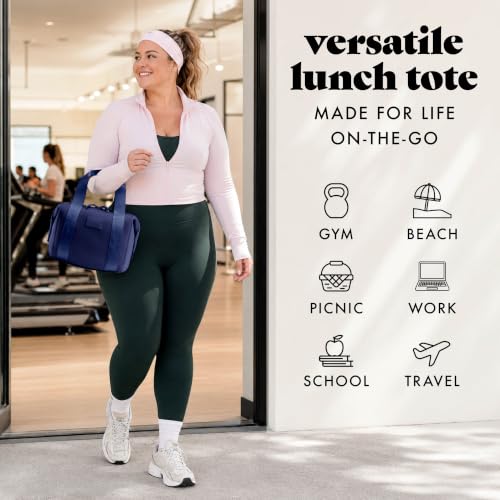 Fit & Fresh Remi Lunch Bag for Women Work – Neoprene Lunch Tote with Containers & Ice Pack, Reusable Meal Prep Lunch Box, Large Capacity, Machine Washable - color: Navy