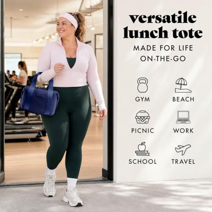 Fit & Fresh Remi Lunch Bag for Women Work – Neoprene Lunch Tote with Containers & Ice Pack, Reusable Meal Prep Lunch Box, Large Capacity, Machine Washable - color: Navy