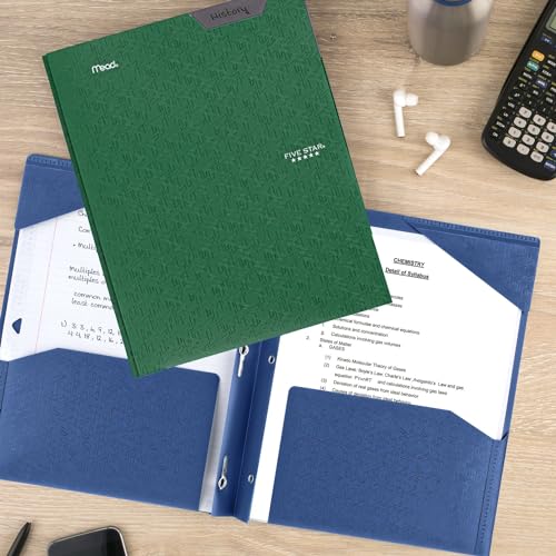 Five Star 2-Pocket Folder, Plastic Folder with Stay-Put Tabs and Prong Fasteners, Holds 8-1/2" x 11" Paper, Forest Green (72111) (Pack of 2) - color: Green, size: 1 Count (Pack of 2)