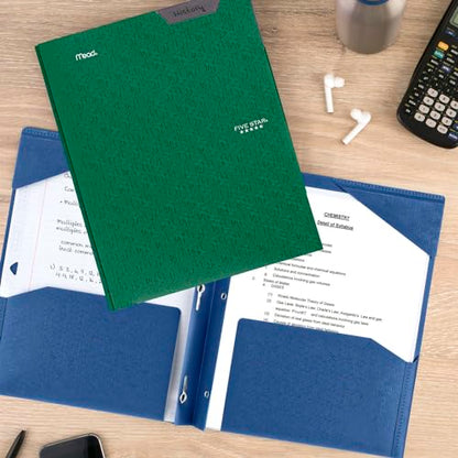Five Star 2-Pocket Folder, Plastic Folder with Stay-Put Tabs and Prong Fasteners, Holds 8-1/2" x 11" Paper, Forest Green (72111) (Pack of 2) - color: Green, size: 1 Count (Pack of 2)