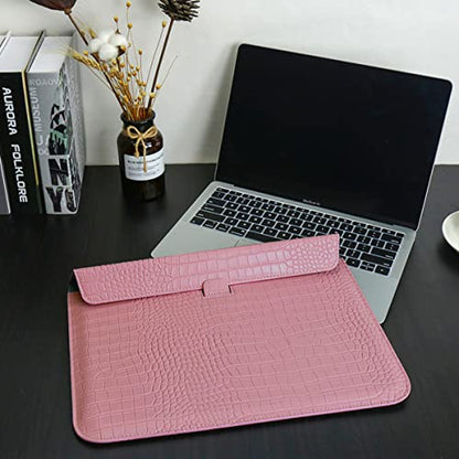 Protective Slim Portable Laptop Sleeve 13-13.6 Inch Crocodile PU Leather Case for MacBook Neo 13 A18 Pro A3404 / Air 13 / Pro 13 M5 A3449 M4 A3240 M3 M2 M1, for HP Dell Lenovo Notebook, Pink - color: Pink