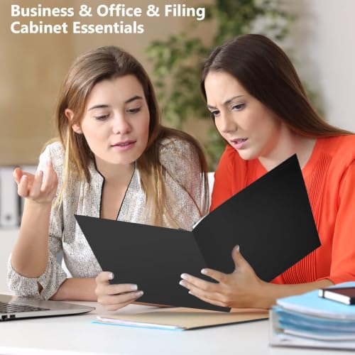 HABGP 6 Pack Black File Folders with Pockets and Business Card Slot, Letter Size Plastic 2 Pocket Folders for Documents, Office Filing Cabinet Folders, School Supplies for College Students - size: 6 Pack Black