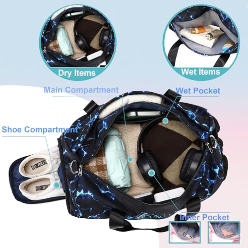 Gamer Sports Duffle Bag Boys Girls Overnighter Sleepover Gym Bag Weekender Carry On Shoulder Bags with Shoe Compartment & Wet Pocket,Game Print - color: Blue Gamer