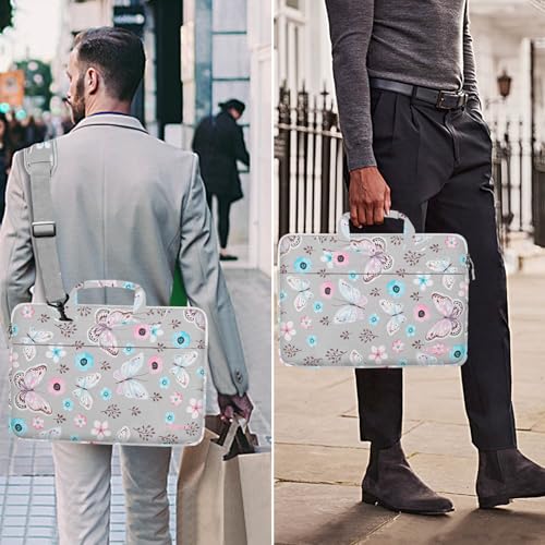 Hseok Laptop Shoulder Bag 13-14 inch Shockproof Water-Resistant HandBag with Small Case Compatible with MacBook Pro/Neo 14" M5/M4/M3/M2/M1, Mac Air/Pro 13.3", XPS 13/14, Most 13"-14" PC,Butterfly - color: Butterfly, size: 13"-14"