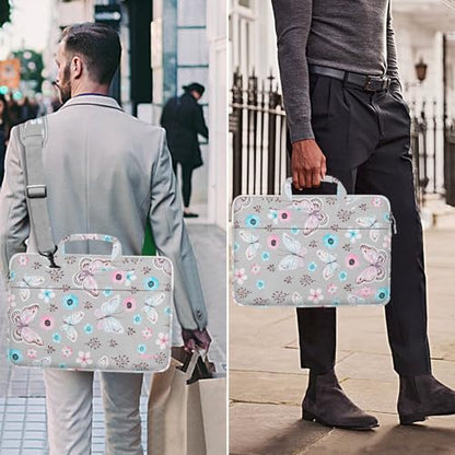 Hseok Laptop Shoulder Bag 13-14 inch Shockproof Water-Resistant HandBag with Small Case Compatible with MacBook Pro/Neo 14" M5/M4/M3/M2/M1, Mac Air/Pro 13.3", XPS 13/14, Most 13"-14" PC,Butterfly - color: Butterfly, size: 13"-14"