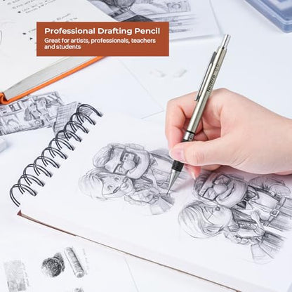 Nicpro 0.9 mm Art Mechanical Pencils Set in Case, 6 PCS Metal Drafting Pencil 0.9mm Lead Pencil with 6 Tube HB Lead Refills, 3 Erasers, 18 PCS Eraser Refills for Artist Writing, Drawing, Sketching - style: 6 Pack (0.9mm)