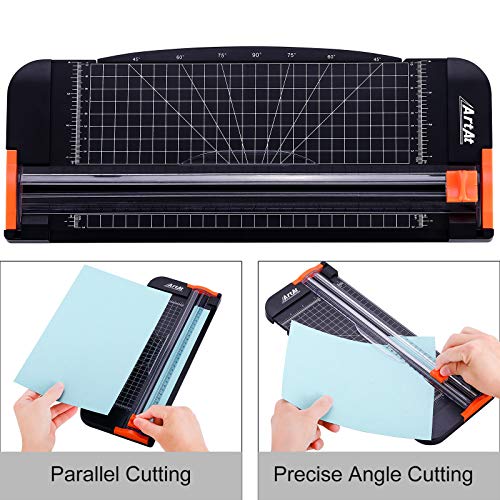 ArtAt A4 Paper Cutter 12 inch Black Paper Trimmer with Sliding Safety Blade | Precision cutting with side ruler for scrapbooks, cardstock, DIY craft, photos, coupon, labels, classroom craft projects
