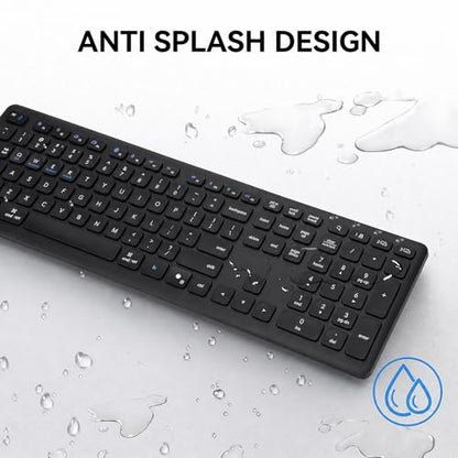 Wireless Bluetooth Keyboard, Full Size Multi-Device Keyboard for PC, Laptop | Connect Up to 3 Devices With Bluetooth or Usb and Enjoy Quiet, Comfortable Typing All Day.