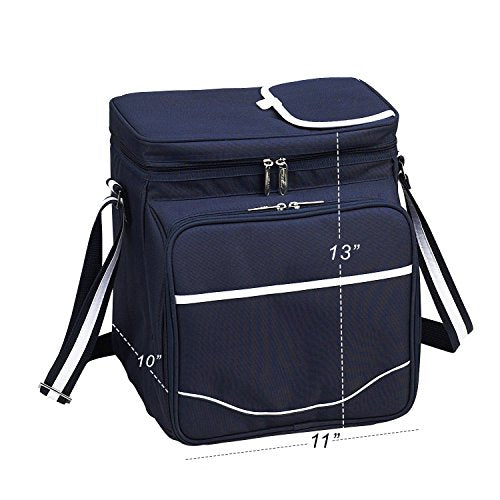 Picnic at Ascot Original Insulated Picnic Basket/Cooler Equipped with Service for 2- Designed, Assembled & Quality Approved in the USA - color: Navy/White