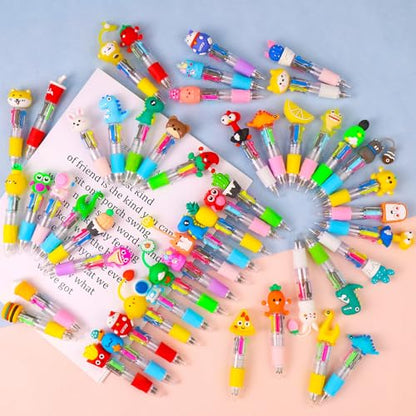 CZWZ 30 Set Cute Multicolor Pens in One 4-in-1 Fun Pens Bulk with 30 Valentines Day Cards for Valentine's Day Party Student Colleagues Greeting Exchange Gift Office School - style: 30Set-Valentine