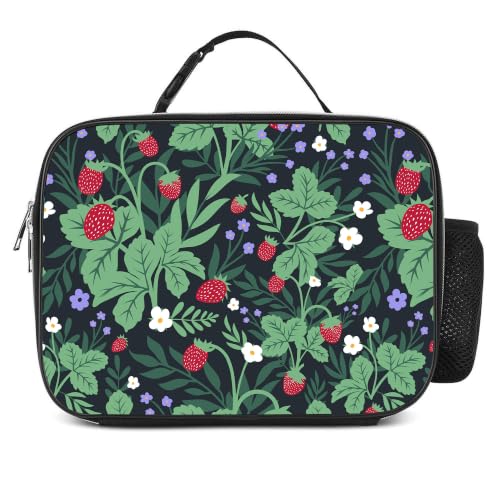 Strawberry Lunch Box Insulated Reusable Lunch Bag Tote Cooler for Women Men Boy Girl School Work Office Picnic - color: Strawberry