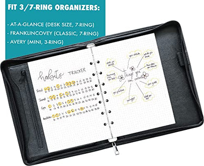Dotted Filler Paper Pack of 100 Sheets, 7 Hole Punched Planner Refills 5 1/2 x 8 1/2 Inches, Fit 3 or 7 Ring Mini Binders - size: 100 Sheets, style: Dotted