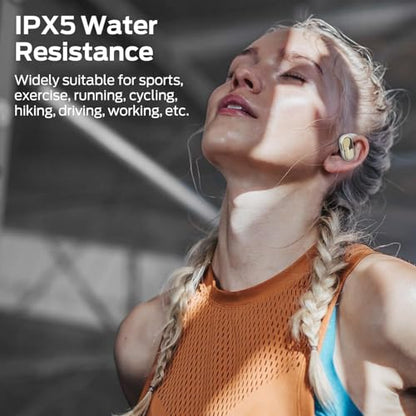 Monster Open Ear AC312 Headphones, Bluetooth 5.4 Wireless Earbuds with Noise-Cancelling Mic for Clear Calls, Powerful Sound by 16mm Large Drivers, Touch Control, 32H Playtime, IPX5 Waterproof, White