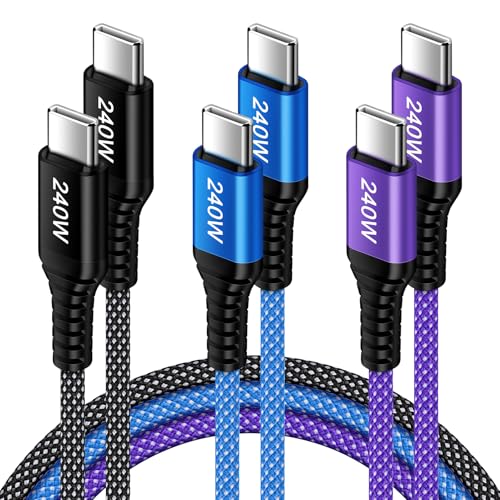 USB C to USB C Cable, [3-Pack, 10FT] 240W Fast Charging Type C Charger Cord, C to C Phone Charger Cable for iPhone 17e 17 16 15 Pro Max, Samsung Galaxy S26 Ultra S25 S24, Google Pixel 10a, iPad Pro - size: 10FT