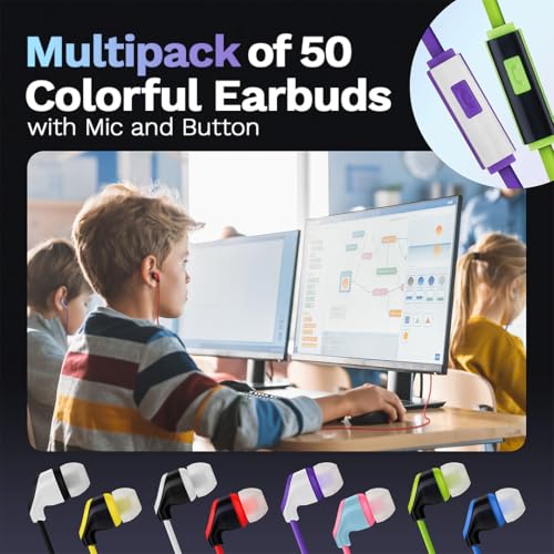50 Pack Bulk USB C Headphones with Mic, Type C Wired Earbuds Noise Cancelling Earphones Compatible with iPhone 16/15 Pro Max Plus, iPad Pro, Galaxy S23/S22/S21/Ultra, Pixel 8/7/6, Kindle Fire Max 11