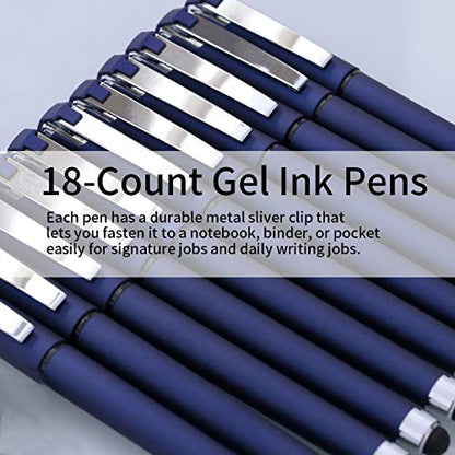MiSiBao 0.7mm Black Ink Gel Ink Rollerball Pens 2 in 1 Medium Point Pens with Stylus Work Pen Smooth Writing for Office Black gel pen (18pack-Black Ink) - color: Blue-0.7mm-18pack