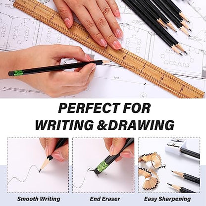 TecUnite 120 Pcs #2 HB Pencils with Eraser No 2 Unsharpened Wooden Hexagonal Pencils for Adults Gifts for School Exam art Learning Office Sketching(Black) - color: Black