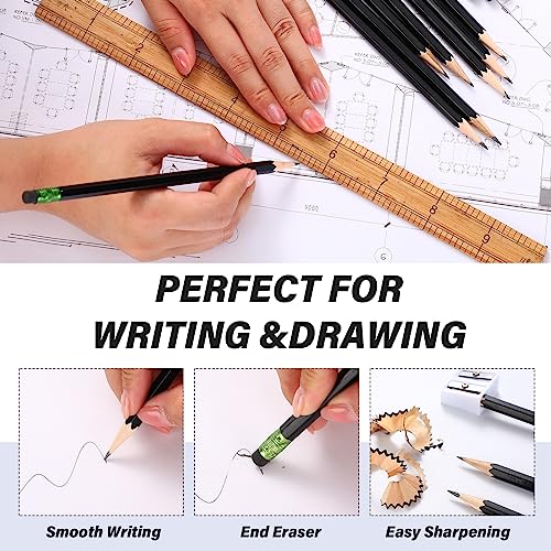 TecUnite 120 Pcs #2 HB Pencils with Eraser No 2 Unsharpened Wooden Hexagonal Pencils for Adults Gifts for School Exam art Learning Office Sketching(Black) - color: Black