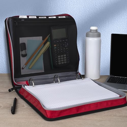 Five Star Zipper Binder 2 Inch O-Rings Case Organiser with Expansion Panel and 5-Tab Expanding File Folder, 580 Sheet Capacity, Crimson Fade (290520K) - color: Crimson Fade, size: 1 Pack