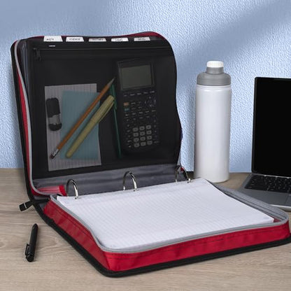 Five Star Zipper Binder 2 Inch O-Rings Case Organiser with Expansion Panel and 5-Tab Expanding File Folder, 580 Sheet Capacity, Crimson Fade (290520K) - color: Crimson Fade, size: 1 Pack