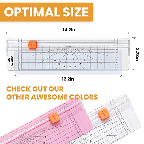 ISDIR A4 Paper Cutter 12 Inch Titanium Paper Trimmer Scrapbooking Tool with Automatic Security Safeguard for Craft Paper, Coupon, Label and Cardstock (White)