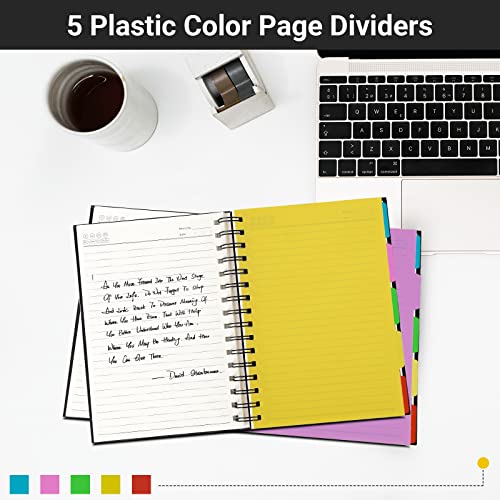 EUSOAR Notebook with Dividers, 1 Pack A5 5.5"x 8.3", 5 Subject, Hardcover College Ruled Paper 100gsm Thick, 120 Sheets/ 240 Pages, Notebooks & Writing Pads for Travelers School Office Business Gift - color: Black, size: A5-1Pack
