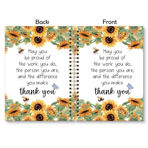Teacher Appreciation Gifts Sunflower Spiral Notebook Journal, Thank You Sunflower Gifts for Teachers Journal for Notes Planning, Teachers Office Supplies, 5.5 X 8.3 Inch - color: Sunflower Thank you