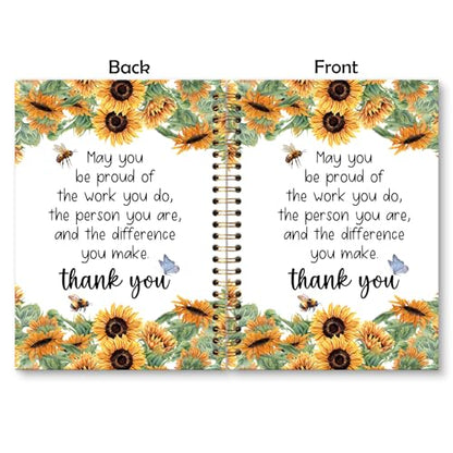 Teacher Appreciation Gifts Sunflower Spiral Notebook Journal, Thank You Sunflower Gifts for Teachers Journal for Notes Planning, Teachers Office Supplies, 5.5 X 8.3 Inch - color: Sunflower Thank you