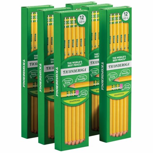 Ticonderoga Wood-Cased Pencils, Pre-Sharpened, 2 HB Soft, Yellow, 72 Count - size: 72 Count (Pack of 1)