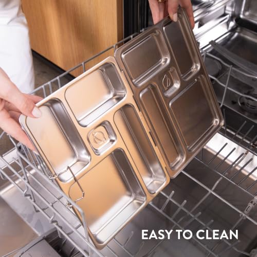 PlanetBox Rover Stainless Steel Bento Box Style Lunch Box for Kids with 5 Compartments – Durable, Dishwasher Safe and BPA-Free Food Container - size: 5 Compartments