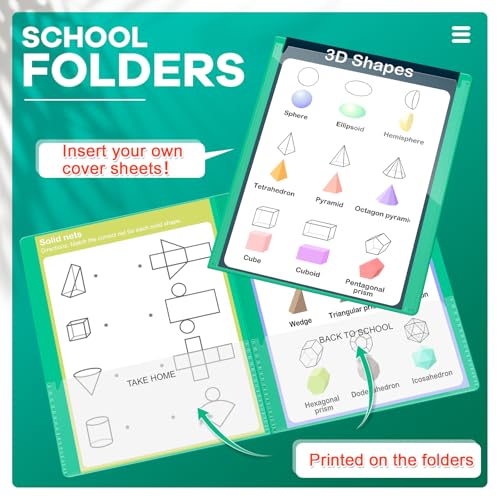 Henoyso 24 Pcs Folders with Pocket School to Home Folder Heavy Duty 2 Pocket Homework Folders with Clear Front Pockets for School Students Parent Teacher Communication (Green) - color: Green