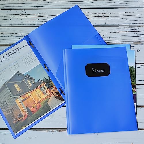 Youngever 6 Pack Heavy Duty Plastic Two Pocket Folders with 3 Prongs, Metal Prongs Fastener, Heavy Duty Plastic 2 Pocket Folder (Blue) - color: Blue