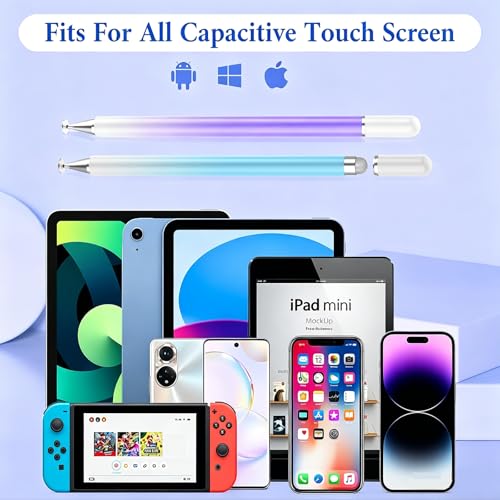 Stylus Pens for Touch Screens, High Precision Magnetic Disc Universal Stylus Pen for iPad, 2-in-1 iPad Pen Compatible with Nintendo Switch/iPhone/iPad/Android Tablets(Blue/Purple) - color: Blue+Purple