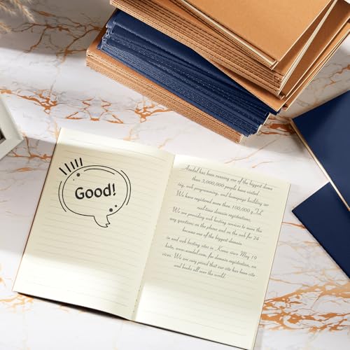 Mimorou 100 Pcs Journals Notebooks Bulk - Kraft Softcover A5 Small Notebooks 5.5 Inch x 8.3 Inch Notepads with 60 Page 30 Sheet for Writing Sketch Travel Office Supplies(Brown, Navy,Lined) - color: Brown, Navy, style: Lined