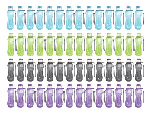 MILTON Sports Water Bottle Kids Reusable Leak-proof 25 oz 56 Set Plastic Wide Mouth Large Big Drink Bottle BPA & Leak Free With Handle Strap Carrier For Cycling Camping Hiking Gym Yoga - color: Pastel 56 pack